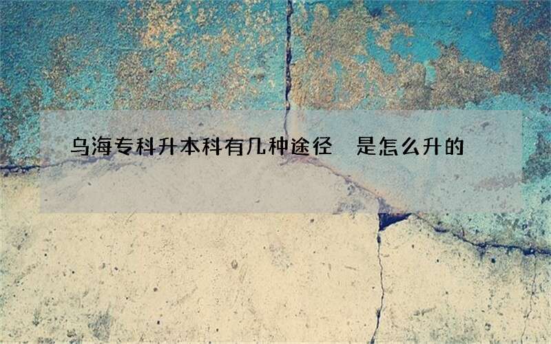 乌海专科升本科有几种途径 是怎么升的